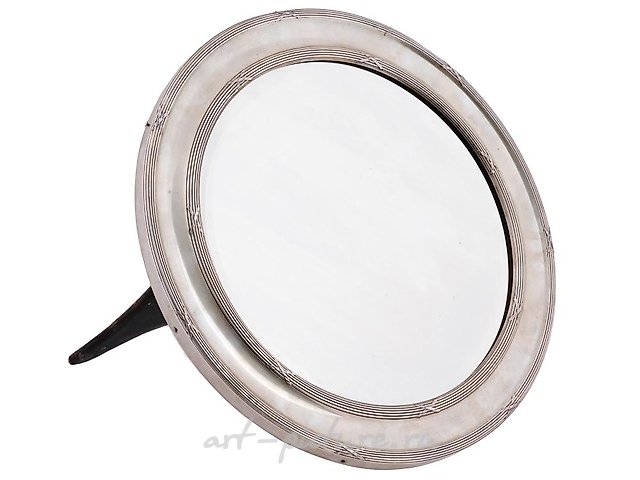 LARGE ANTIQUE RUSSIAN 84 SILVER TABLE DESK MIRROR