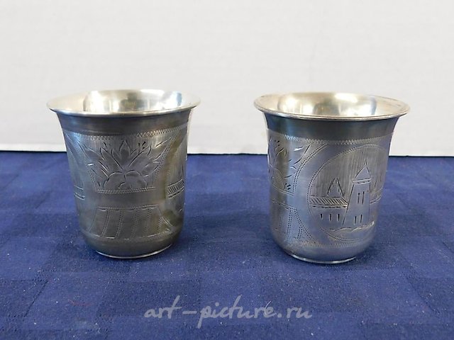 4 Russian silver Kiddush cups