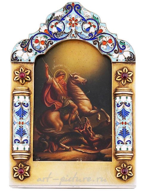 Русская серебряная и эмалевая икона святого Владимира