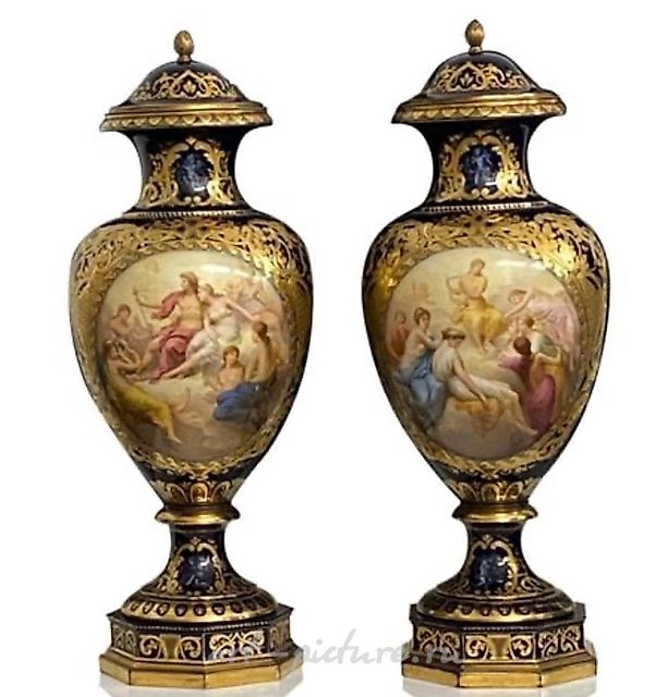 Фарфоровые вазы Royal Vienna, около 1880 года