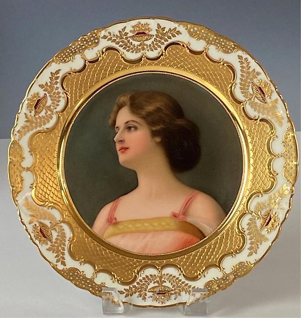 19TH C. ROYAL VIENNA PORTRAIT PLATE SIGNED WAGNER