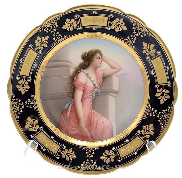 Royal Vienna Portrait Plate, hand painted with high relief b...
