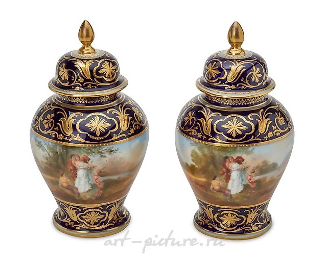 Фарфоровые вазы Royal Vienna, конец XIX века