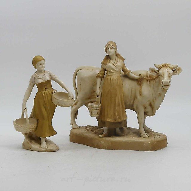A Royal Dux porcelain figure group, of a pair of musicians, ...