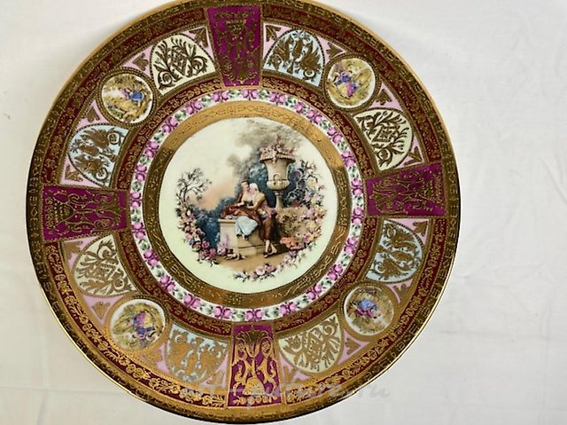 Royal Vienna style plate with enhanced transfer. Marked "Lim...