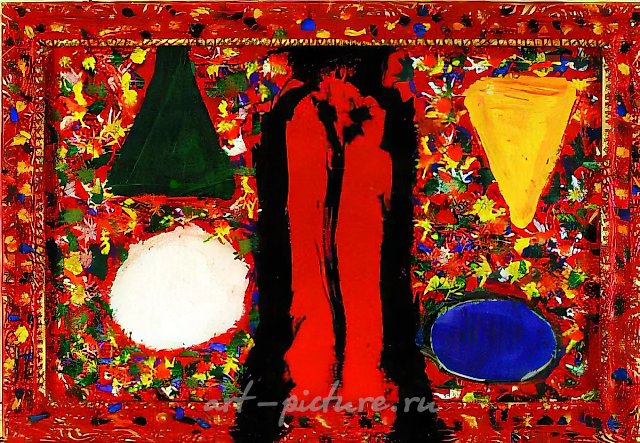 Сад осенью, 1994, смешанная техника на картоне, 46x67