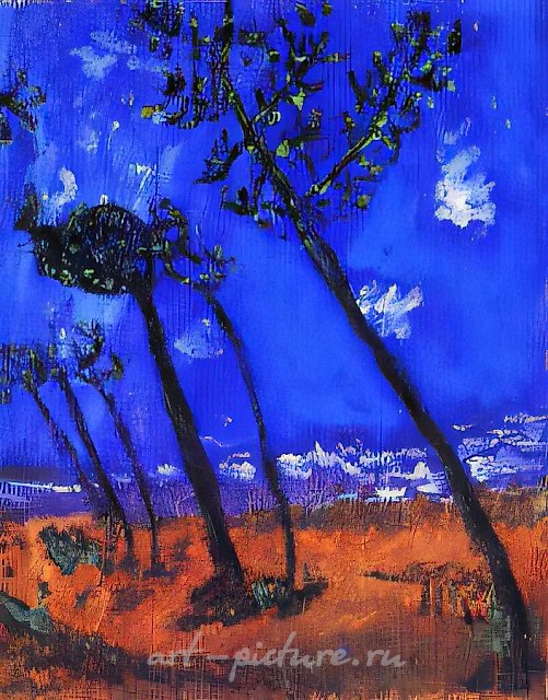 Лазурь, 1995, смешанная техника на картоне, 34,5x50