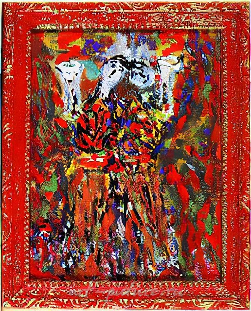 Две квинты, 1993, смешанная техника на картоне, 33x28,5