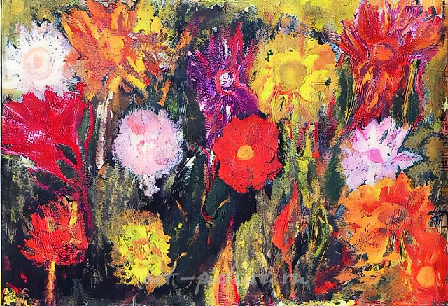Сад осенью, 1994, смешанная техника на картоне, 46x67
