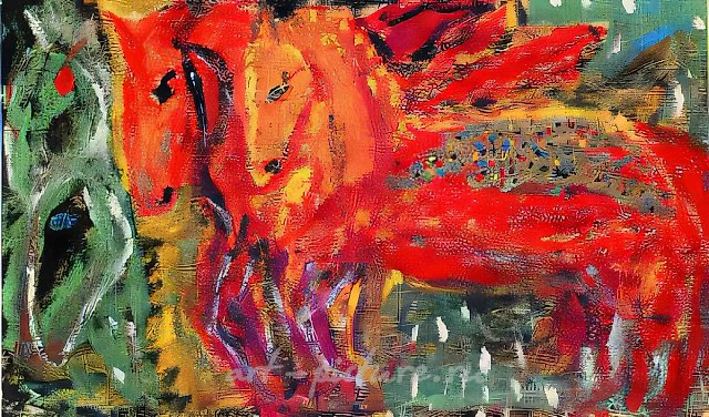 Лошади, 1993, смешанная техника на картоне, 50x70