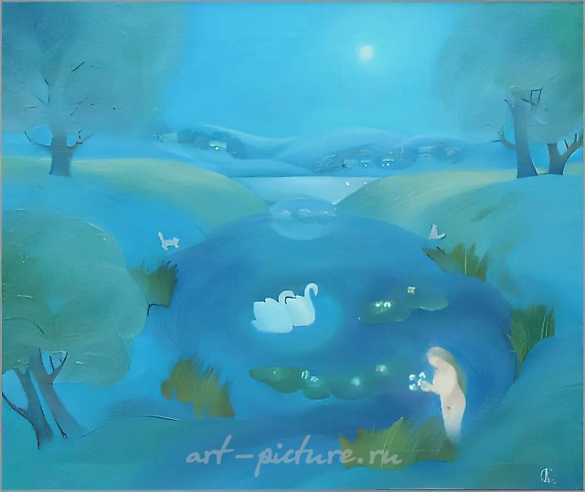 Лунная ночь, 2000, холст, масло, 50x60