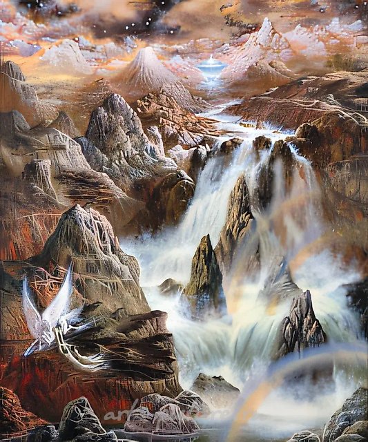 圣瀑布的盟约之虹，1998年，布面油画，100x70