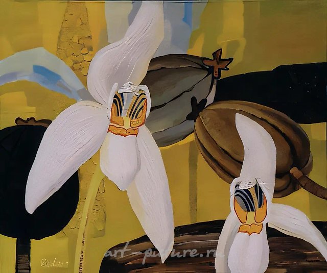Белые орхидеи, 1999, акрил на холсте, 100x120, $3000