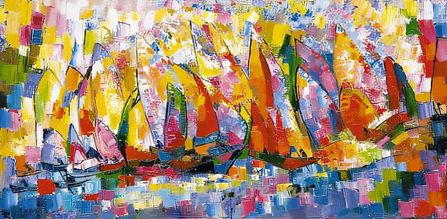 风帆之风，1998年，布面油画，50×100