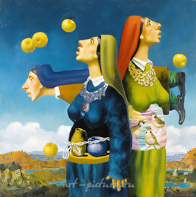苹果树雨，1998年，布面油画，80x80