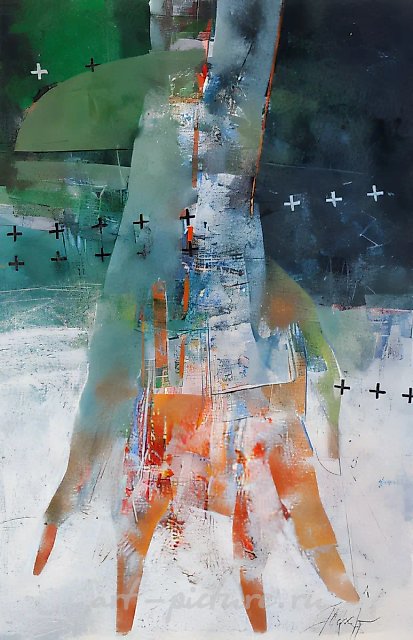 Перчатка, 1998, смешанная техника, 93x63