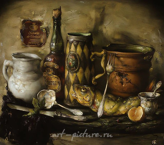 Натюрморт., 1993, холст, акрил, масло, 70х80