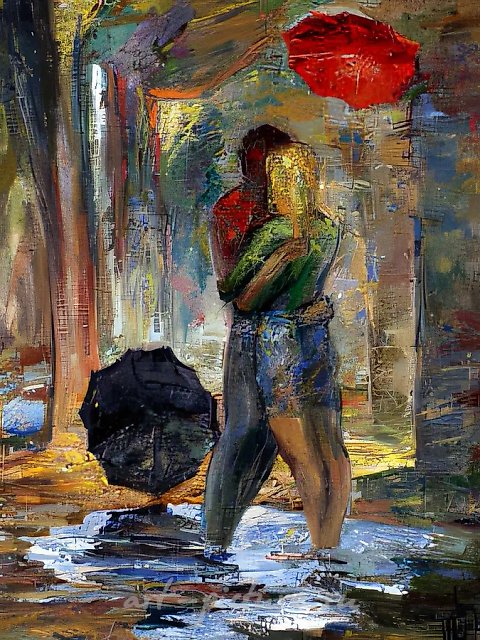 Зонтики, 1990, холст, масло, 80х60