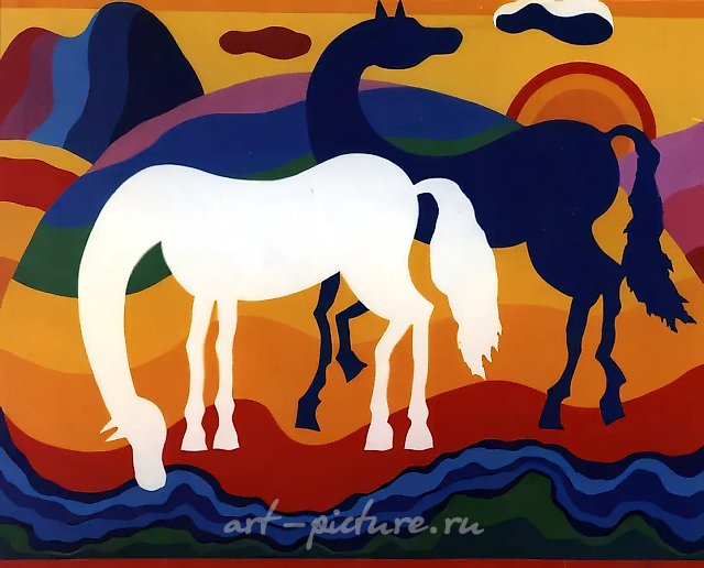 在饮水处，1998年，布面油画，79×99