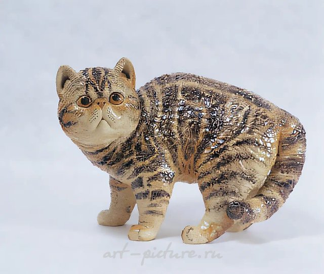 Кот, 1999, шамот, пигменты,
высокий обжиг
, 27х40x23