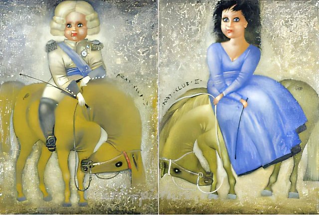 Пони-клуб, 2000, акрил на холсте, (35x26) x 2