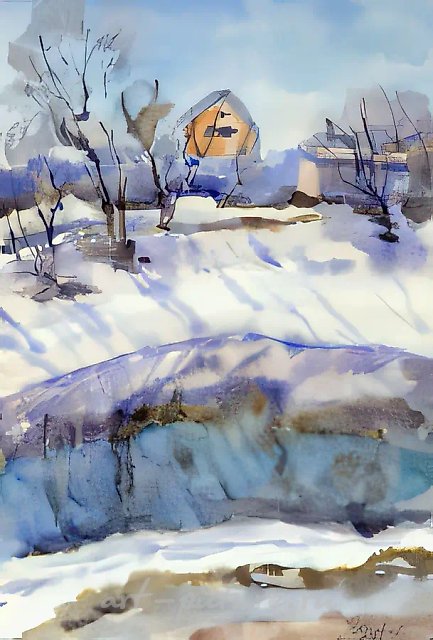Апрель, 1997, акварель, бумага, 40x28, $500. Собственность автора