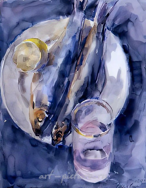 Селёдка, 1998, акварель, бумага, 34x27,5, $500. С. В. Филимонов. Частная коллекция, Новосибирск, Россия