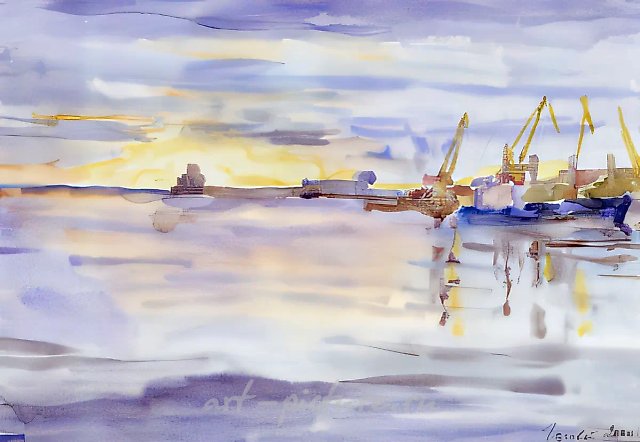 Утро, 2000, акварель, бумага, 33x48, $500. Собственность автора