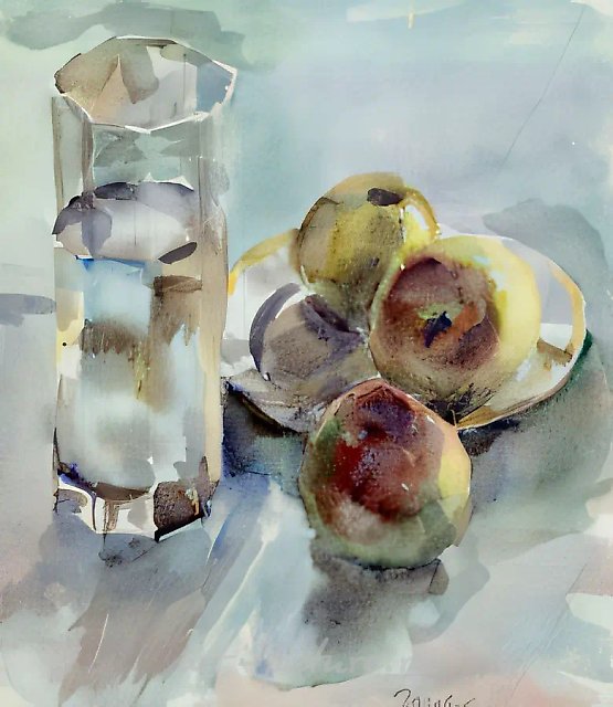 Натюрморт со стаканом, 1996, акварель, бумага, 28x25,5, $500. Собственность автора