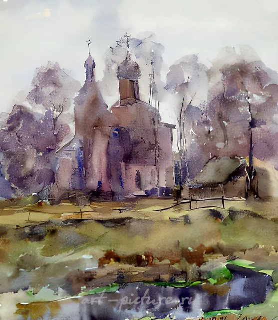 Октябрь в Покровском, 1996, акварель, бумага, 40x32, $500. Собственность автора