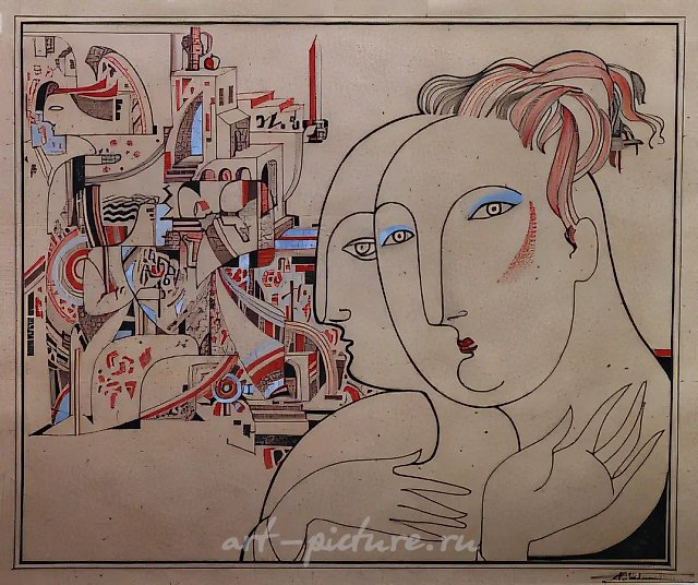 Beginning of a story. Witnesses, 1999, coloured ink, paper, pen, 36х45, $500