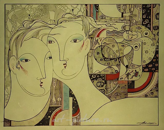 Awakening. Witnesses, 2000, cardboard, ink, acrylic, varnish, 40х50, $600