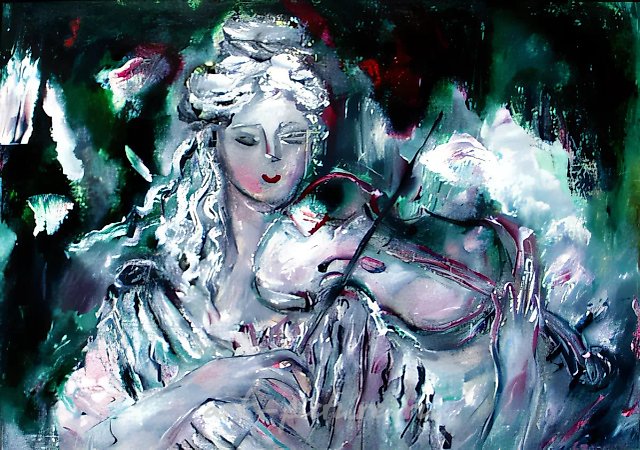 Violin concert (central part of Triptych)., 1991, canvas on cardboard, oil, 50х70 Author`s property