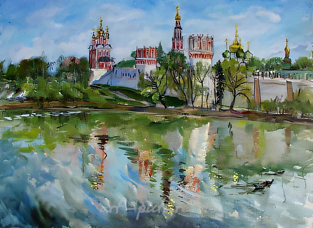 Novodevichy cloister., 1994, canvas, oil, 60х80 Author`s property