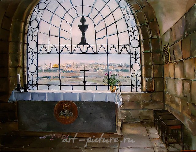 Chapel in Gefsimansky garden (at the place of praying for the chalice)., 2000, canvas, oil, 70х90 Author`s property