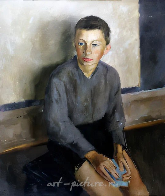 Лёвка, 1927, холст, масло, 84,5х69 Владельцы Рубанов В.И. и Рубанова Е.И.