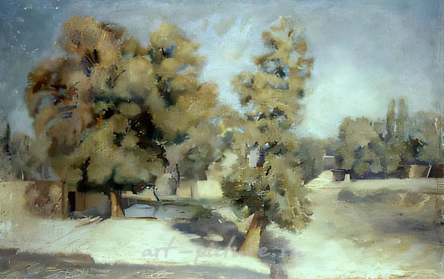 Самарканд. Деревья, 1930, холст, масло, 55х90 Владельцы Рубанов В.И. и Рубанова Е.И.
