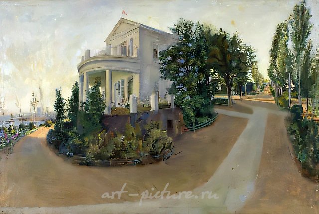 Белая дача. Вечер, 1936, холст, масло, 65,5х100 Владельцы Рубанов В.И. и Рубанова Е.И.