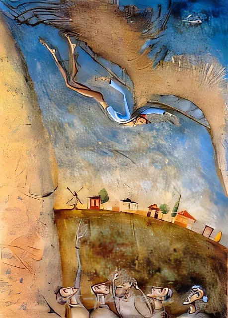 Полёт Икара, 1997, масло на холсте, смешанная техника, 110x90