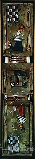 Из серии "Шахматы". Король - Королева, 2001, дерево, масло, 125х40
