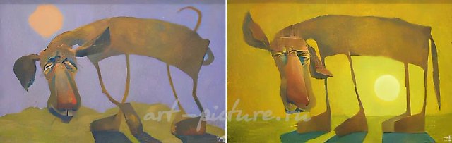 От заката до рассвета. Диптих, 2001, масло на холсте, 80x50, $1400