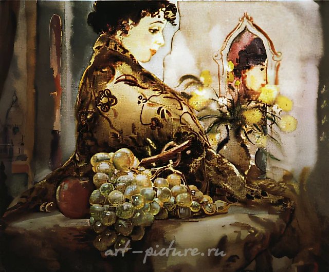 Виноград на Монмартре, 1994, холст, акварель, 35x40. Частная коллекция, Париж