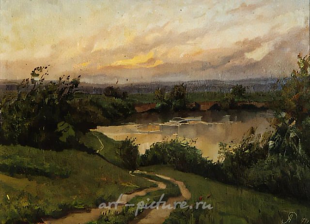 А. Оranskaya. By Zvenigorod. Sunset on the Moskva-river, 0, oil on canvas, 35х50