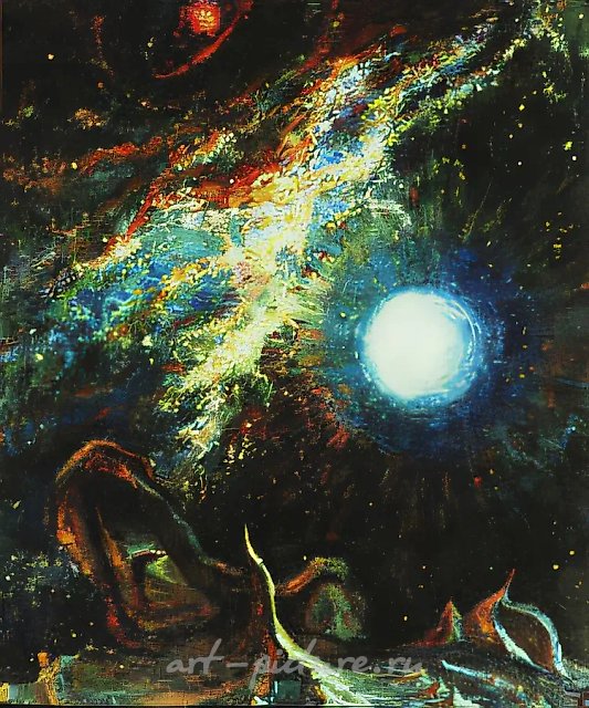 А. Оранская. Космический пейзаж, 1975, лст, масло, 80х60 Международний центр Р.К.Рериха