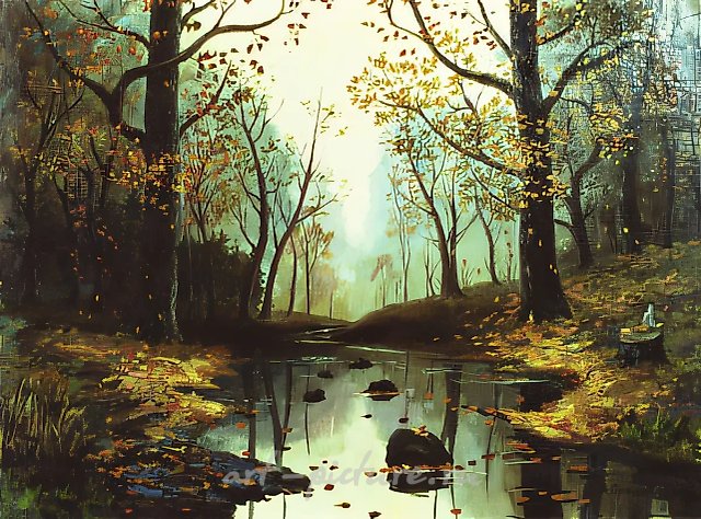 А. Оranskaya. Autumn. Forest river dries up, 0, oil on canvas, 50х60