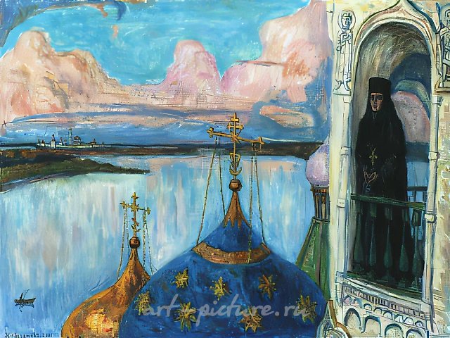 D.Nebogatov. Elegy. Nun on the bell tower, 2001, oil on canvas, 60х80, $300