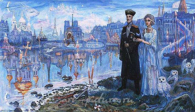 D.Nebogatov. Russian Atlantida. Portrait of baron Wrangel, 1999, oil on canvas, 90х150, $930