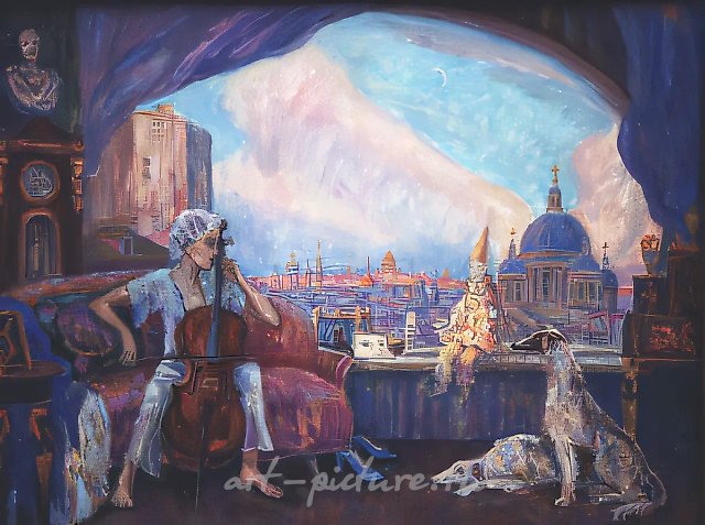 D.Nebogatov. Music of the white night, 2000, oil on canvas, 60х80, $350