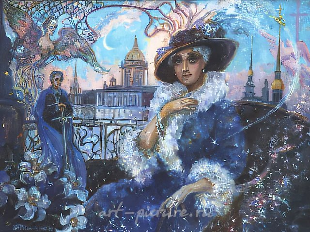 D.Nebogatov. Down here on the blue Earth. Together with A.Oranskaya, 1999, oil on canvas, 60х80, $300