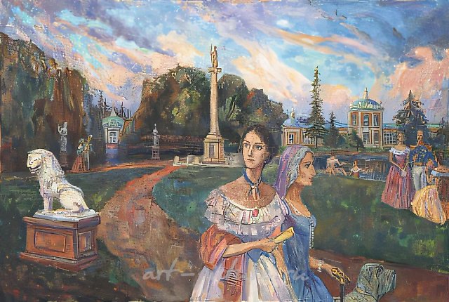 D.Nebogatov. Evening walk, 2000, oil on canvas, 60х90, $350